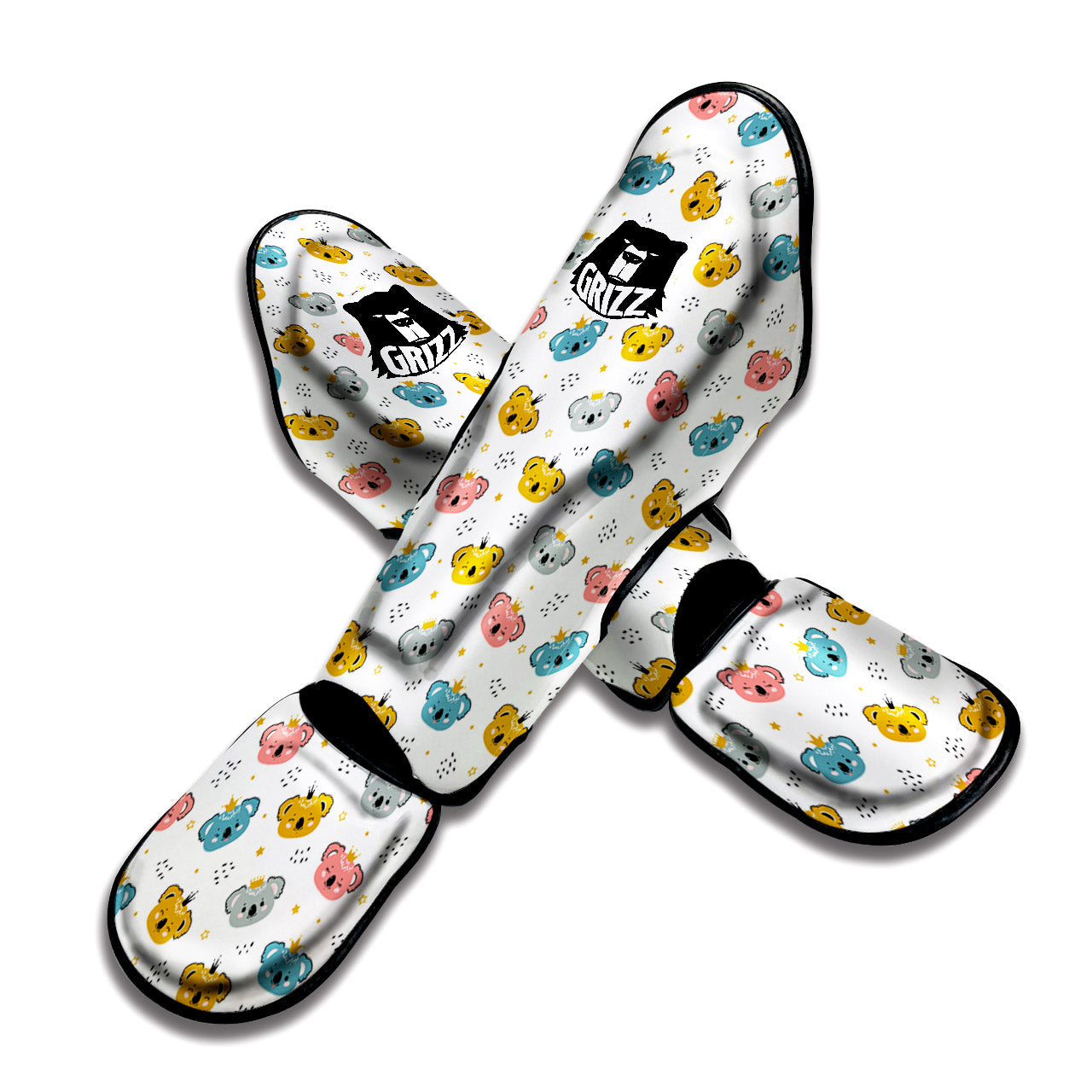 Baby Bear Colorful Cartoon Print Pattern Muay Thai Shin Guards-grizzshop