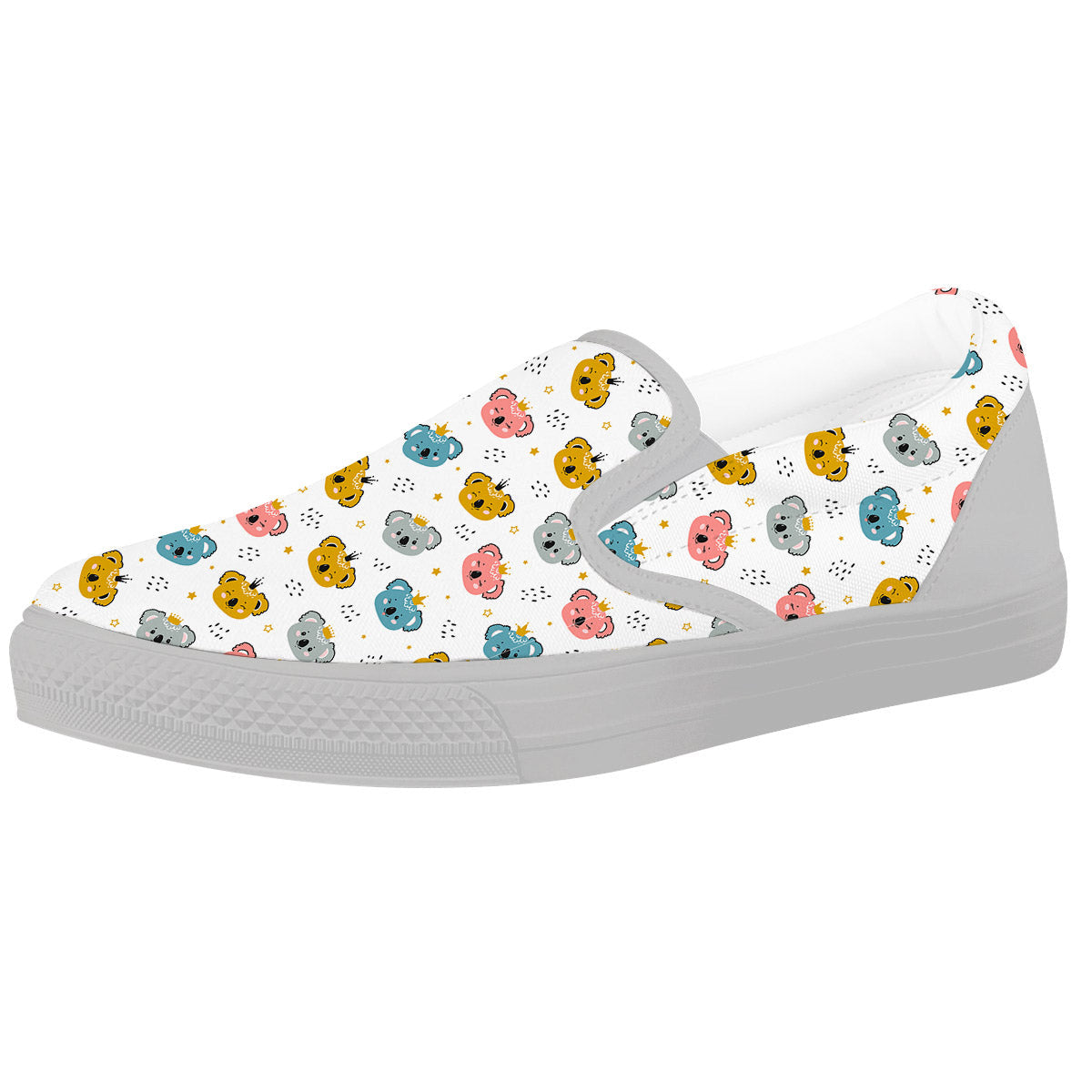 Baby Bear Colorful Cartoon Print Pattern White Slip On Shoes-grizzshop