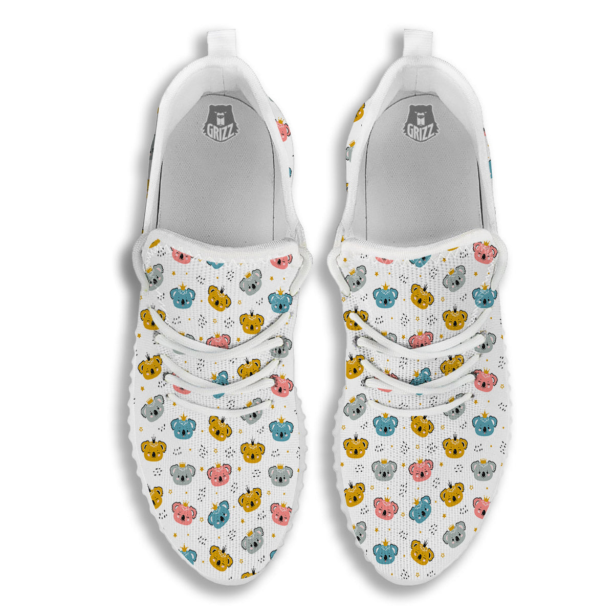 Baby Bear Colorful Cartoon Print Pattern White Walking Shoes-grizzshop