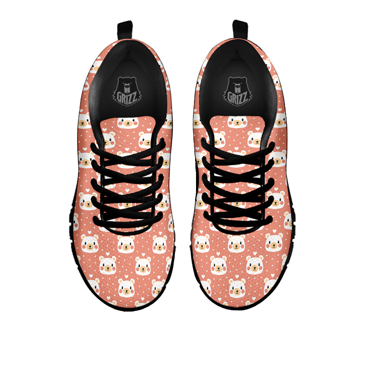 Baby Bear Cute Polka Dot Print Pattern Black Sneaker-grizzshop