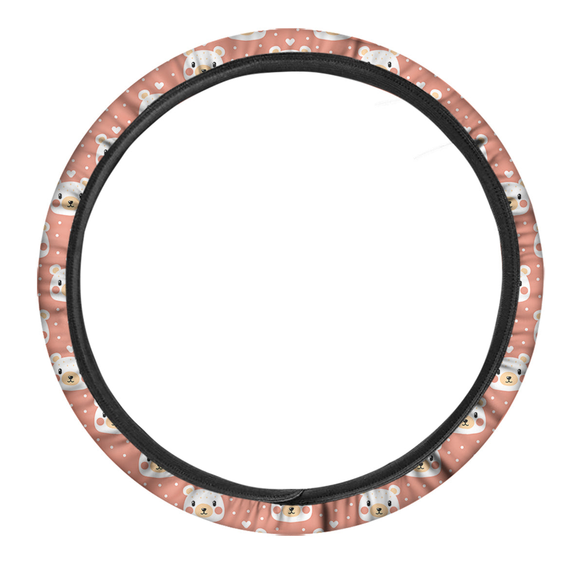Baby Bear Cute Polka Dot Print Pattern Car Steering Wheel Cover-grizzshop