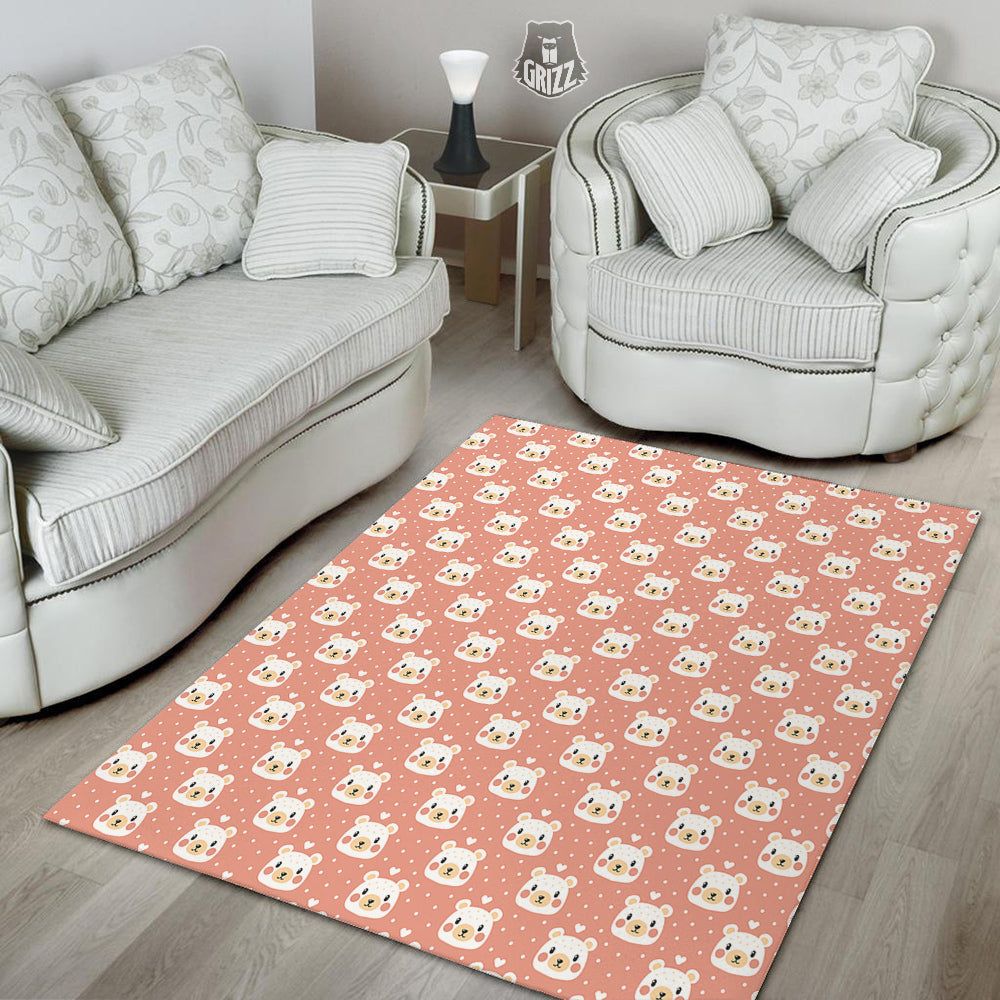 Baby Bear Cute Polka Dot Print Pattern Floor Mat-grizzshop