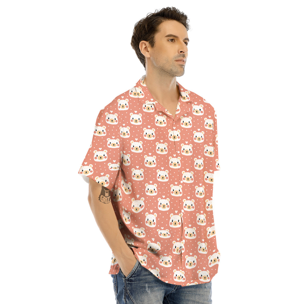 Baby Bear Cute Polka Dot Print Pattern Men's Hawaiian Shirt-grizzshop