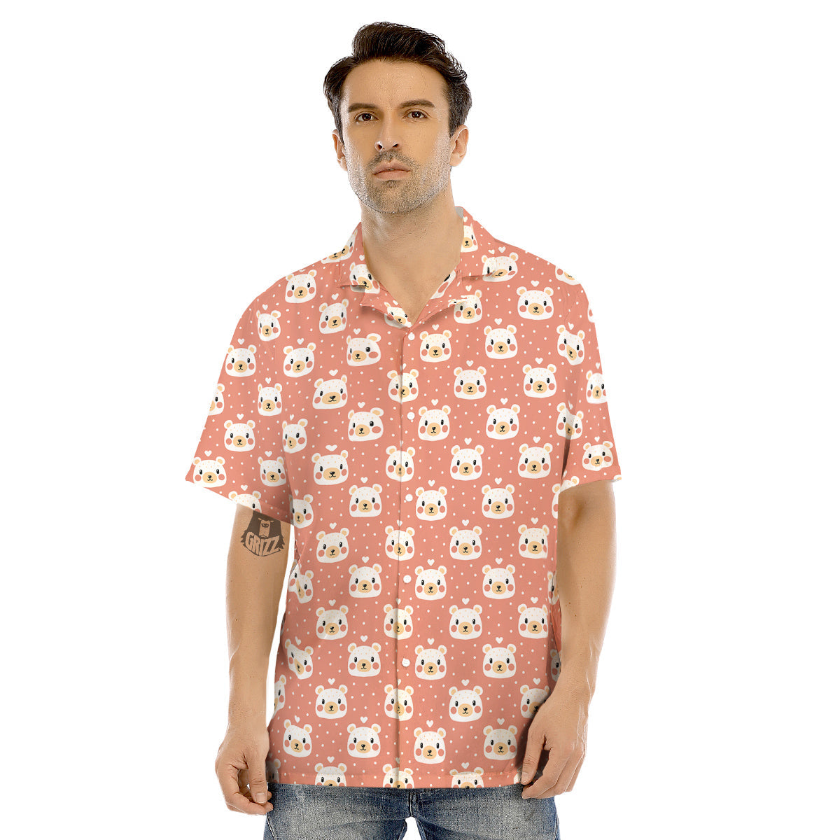 Baby Bear Cute Polka Dot Print Pattern Men's Hawaiian Shirt-grizzshop