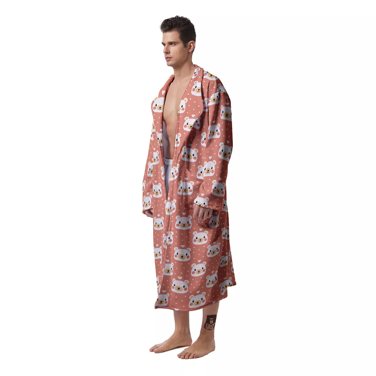 Baby Bear Cute Polka Dot Print Pattern Men's Robe-grizzshop