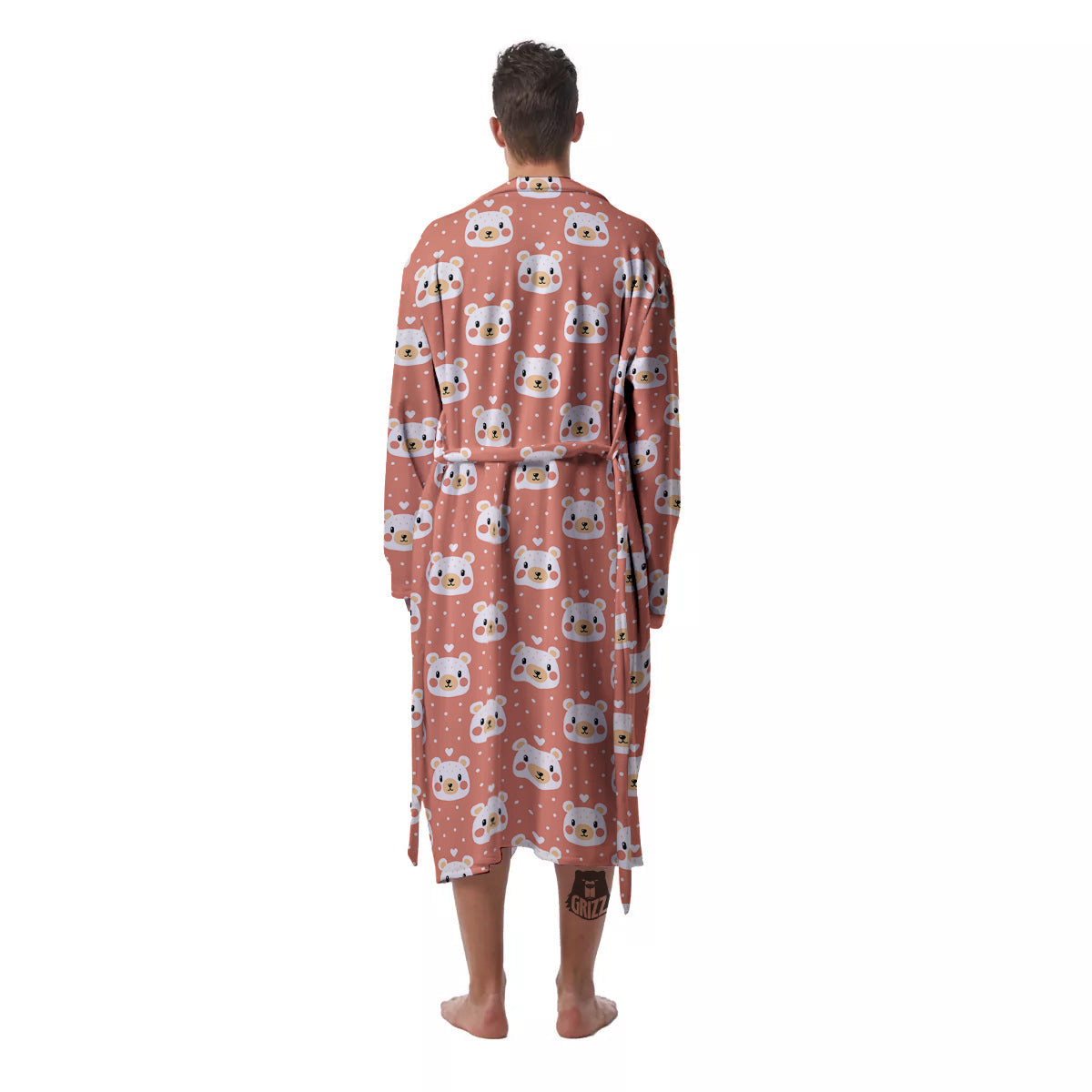 Baby Bear Cute Polka Dot Print Pattern Men's Robe-grizzshop