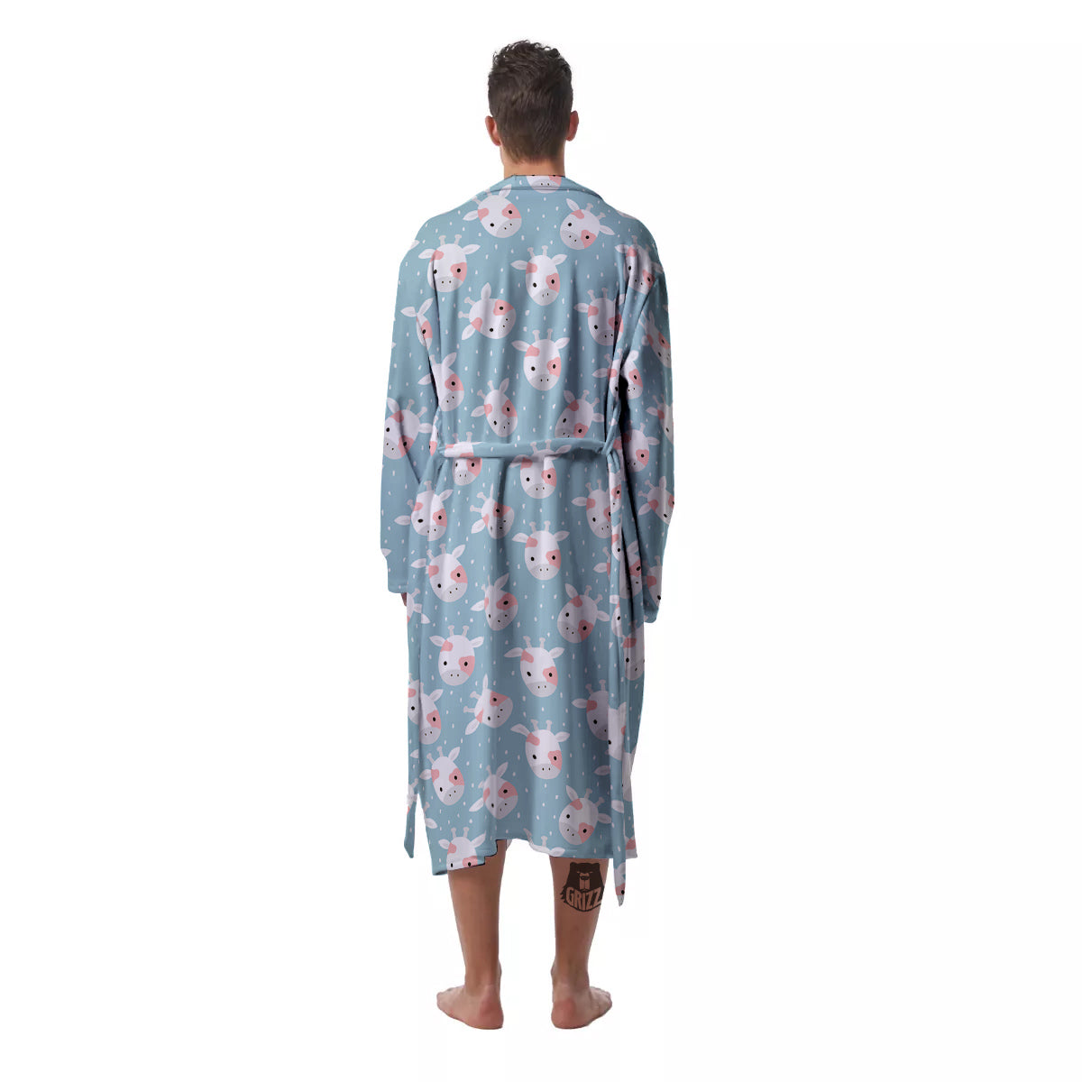 Baby Cow Cartoon Cute Print Pattern Men's Robe-grizzshop