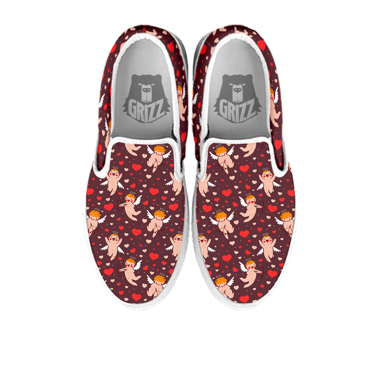 Baby Cupid Print Pattern White Slip On Shoes-grizzshop