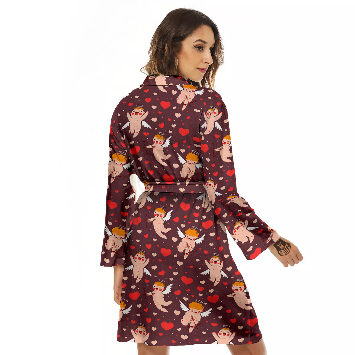 Baby Cupid Print Pattern Women's Robe-grizzshop