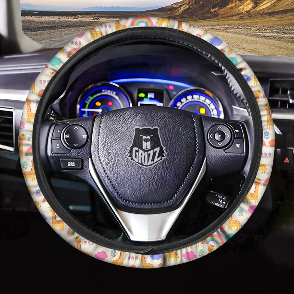 Baby Giraffe Cute Print Pattern Car Steering Wheel Cover-grizzshop