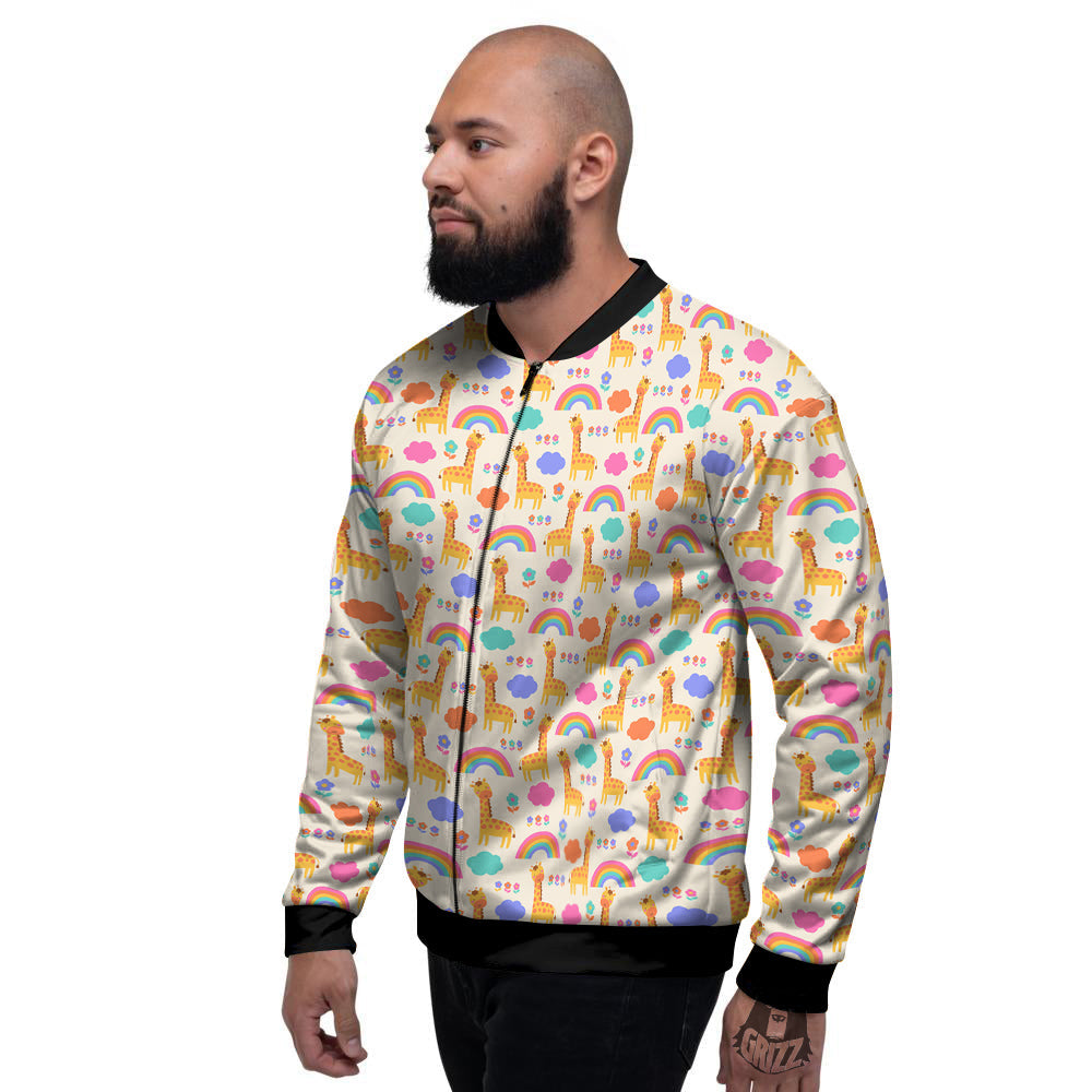 Baby Giraffe Cute Print Pattern Men's Bomber Jacket-grizzshop