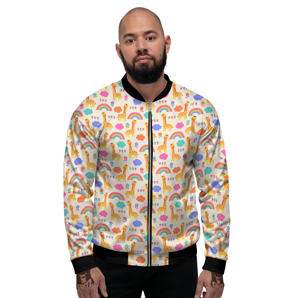 Baby Giraffe Cute Print Pattern Men's Bomber Jacket-grizzshop