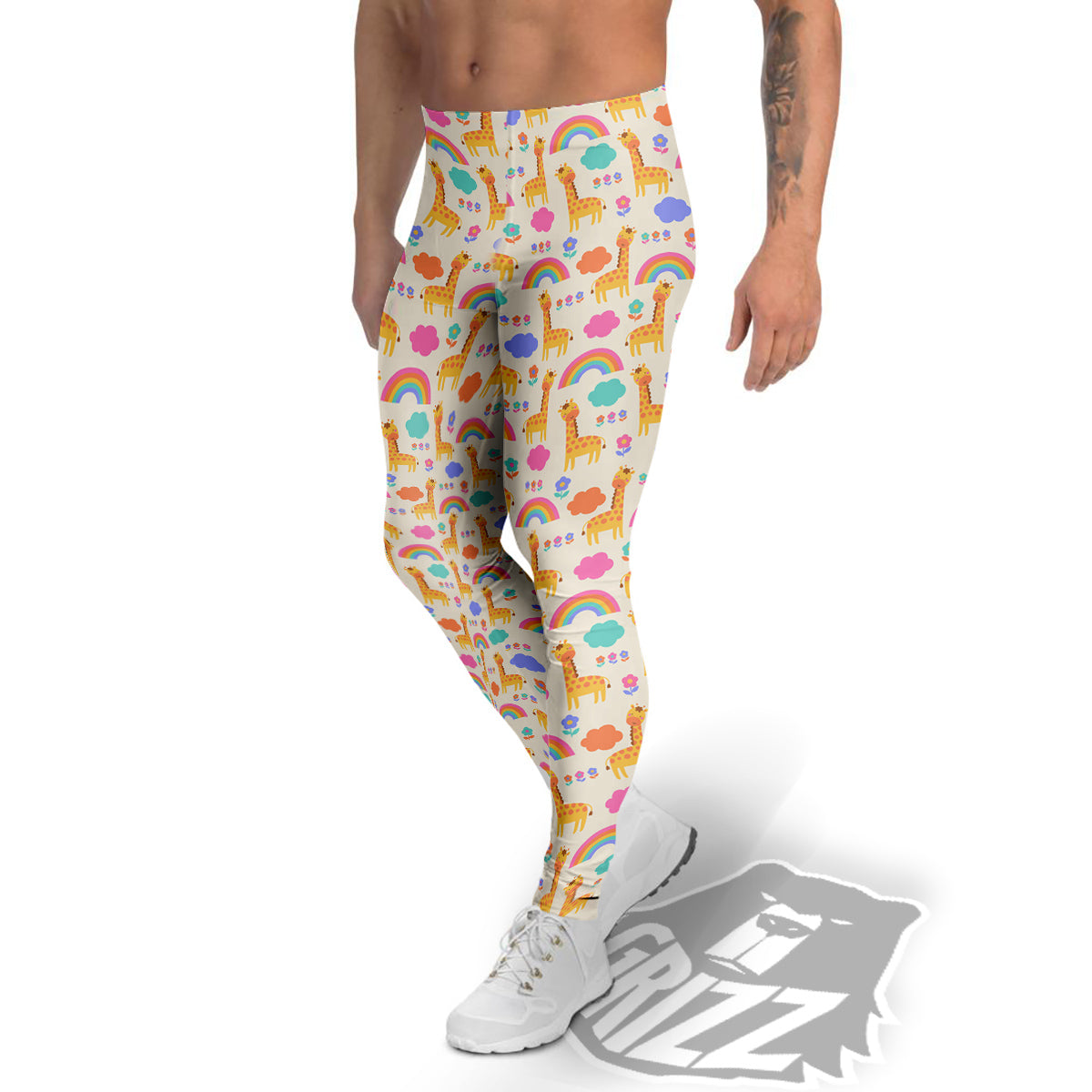 Baby Giraffe Cute Print Pattern Men's Leggings-grizzshop