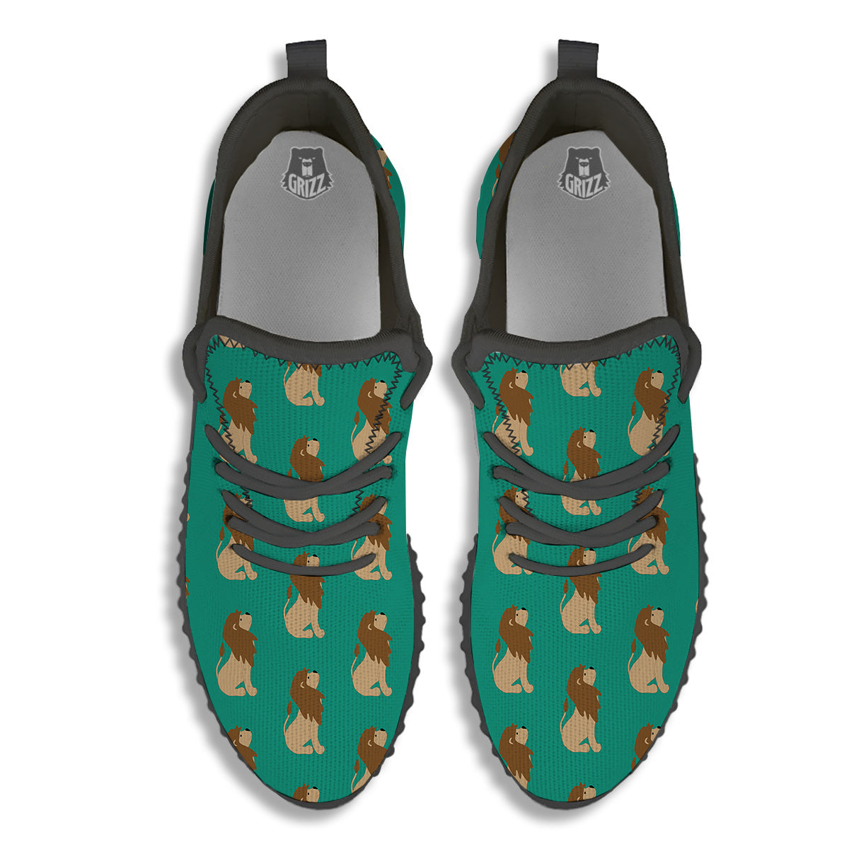 Baby Lion Print Pattern Black Walking Shoes-grizzshop