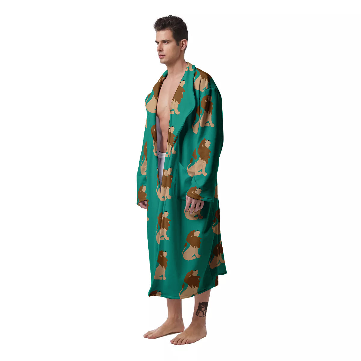 Baby Lion Print Pattern Men's Robe-grizzshop