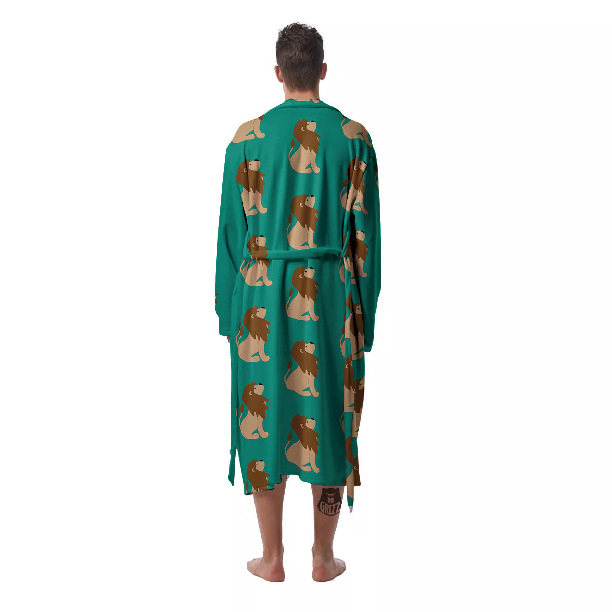 Baby Lion Print Pattern Men's Robe-grizzshop