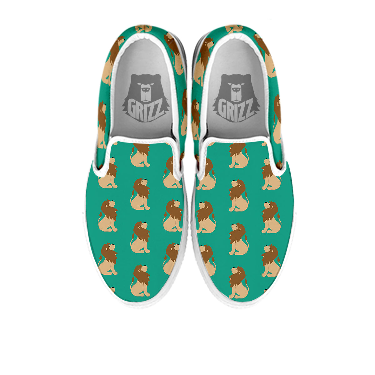 Baby Lion Print Pattern White Slip On Shoes-grizzshop