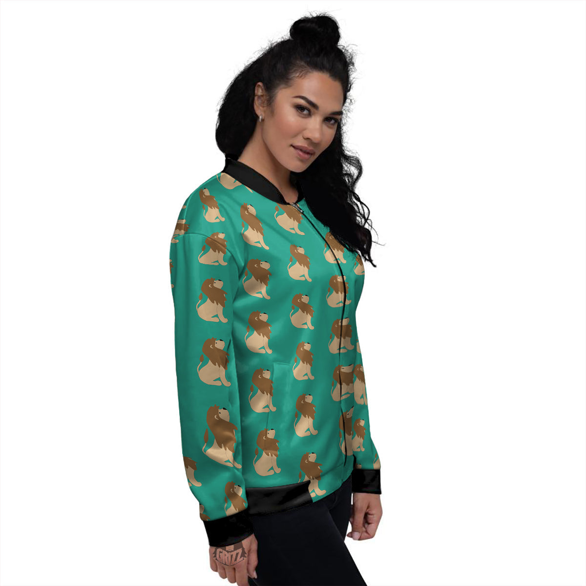 Baby Lion Print Pattern Women's Bomber Jacket-grizzshop