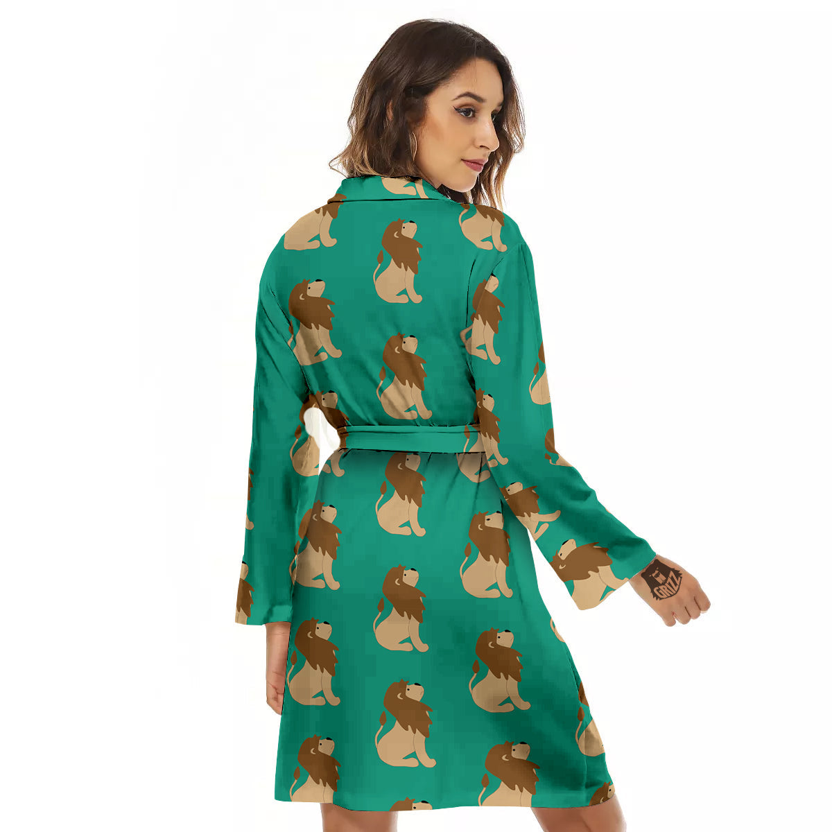 Baby Lion Print Pattern Women's Robe-grizzshop