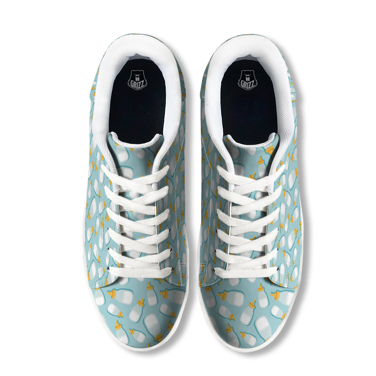 Baby Mike And Bottles Print Pattern White Low Top Sneakers-grizzshop