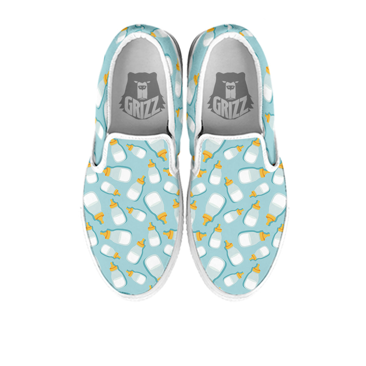 Baby Mike And Bottles Print Pattern White Slip On Shoes-grizzshop