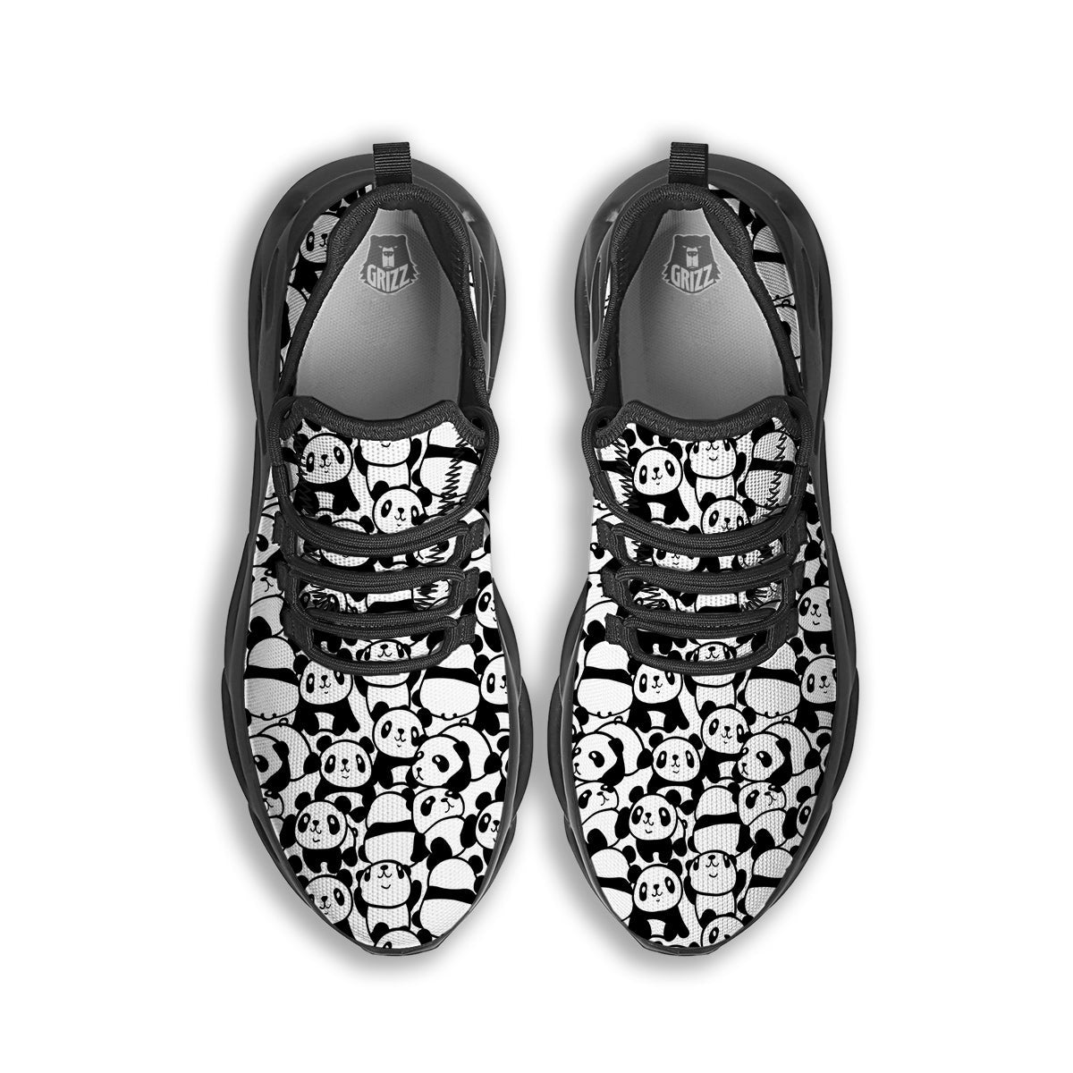 Baby Panda Cute Print Pattern Black Running Shoes-grizzshop