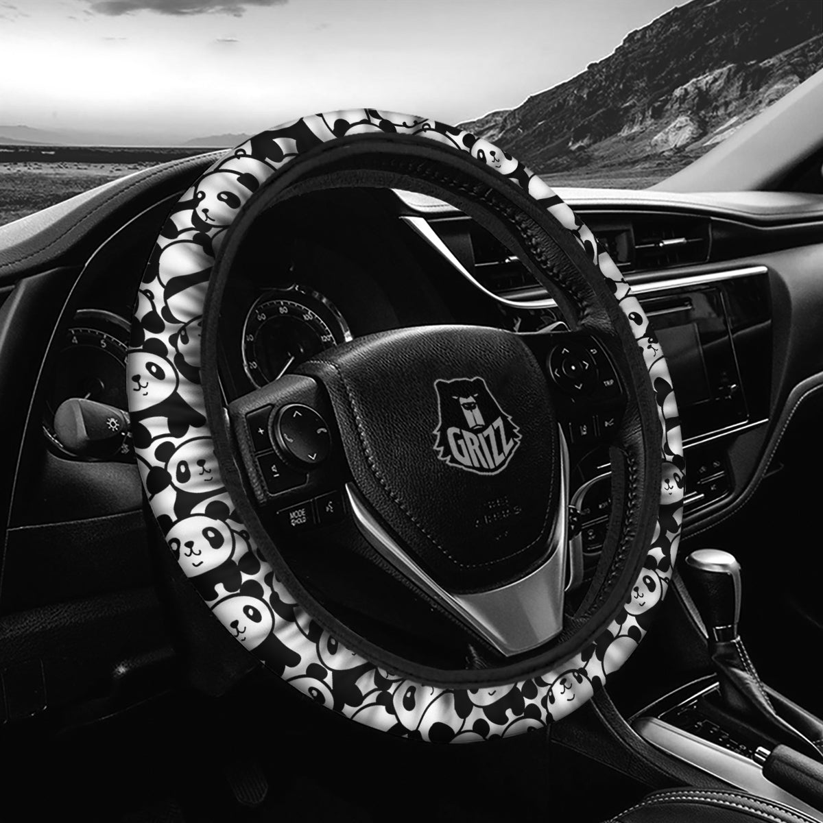 Baby Panda Cute Print Pattern Car Steering Wheel Cover-grizzshop