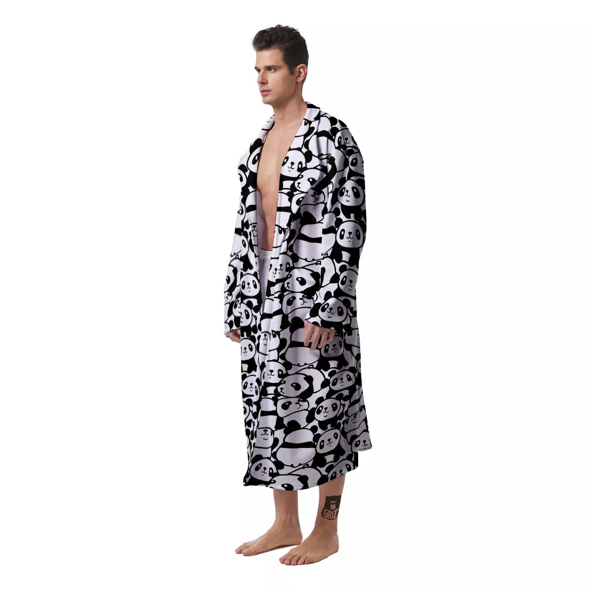 Baby Panda Cute Print Pattern Men's Robe-grizzshop