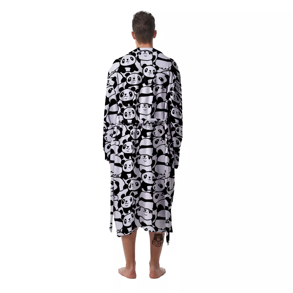 Baby Panda Cute Print Pattern Men's Robe-grizzshop