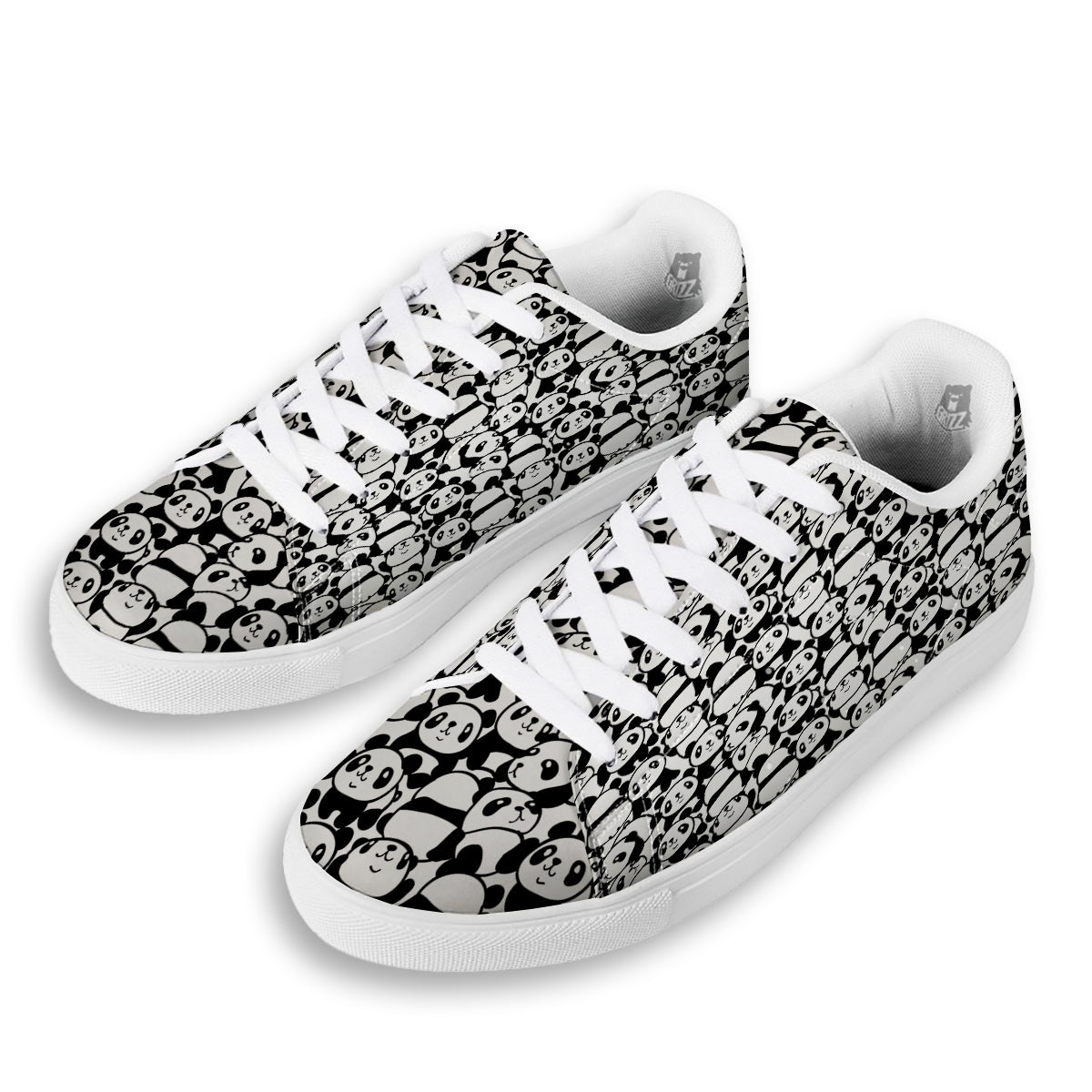 Baby Panda Cute Print Pattern White Low Top Sneakers-grizzshop