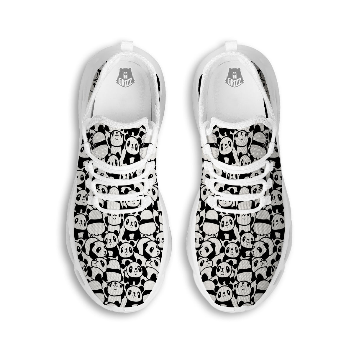 Baby Panda Cute Print Pattern White Running Shoes-grizzshop