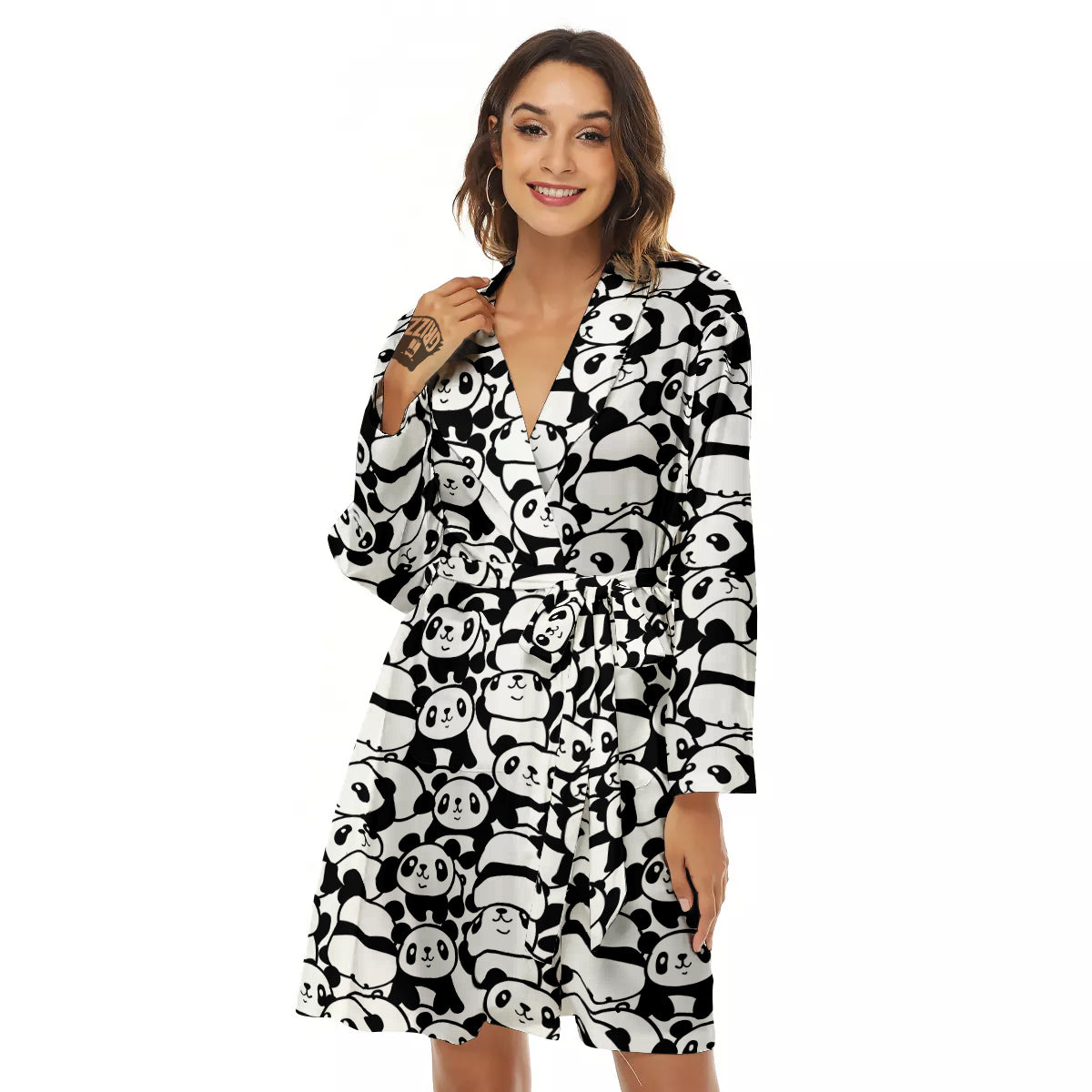 Baby Panda Cute Print Pattern Women's Robe-grizzshop
