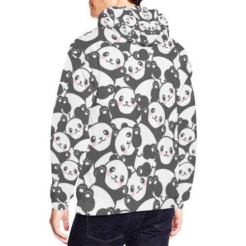 Baby Panda Pattern Print Men Pullover Hoodie-grizzshop