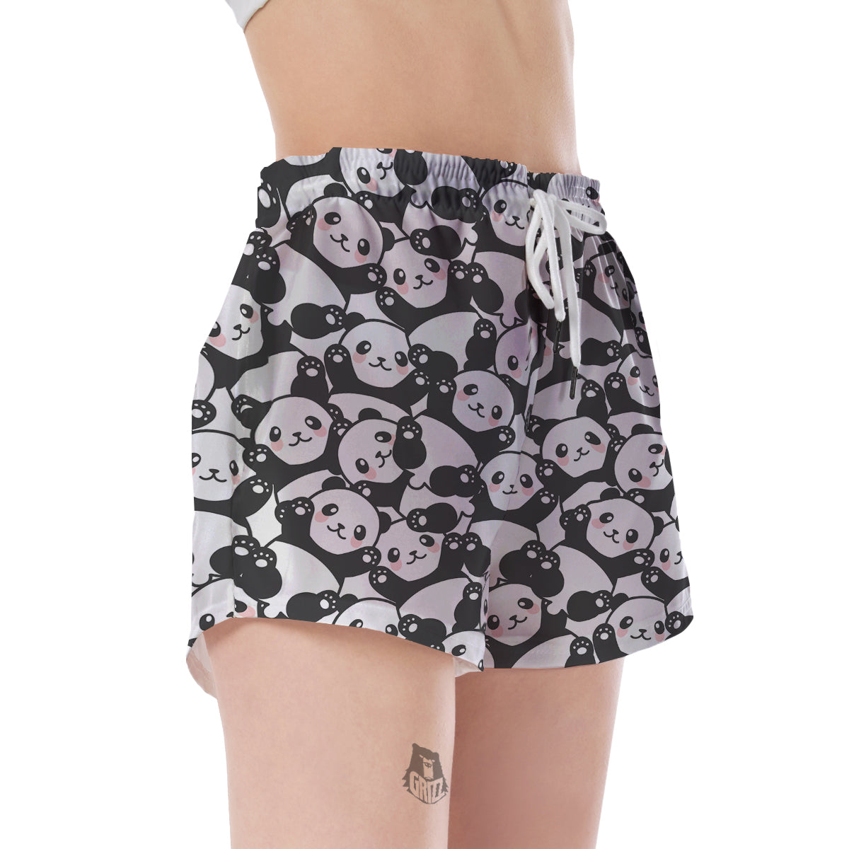 Baby Panda Pattern Print Women's Shorts-grizzshop