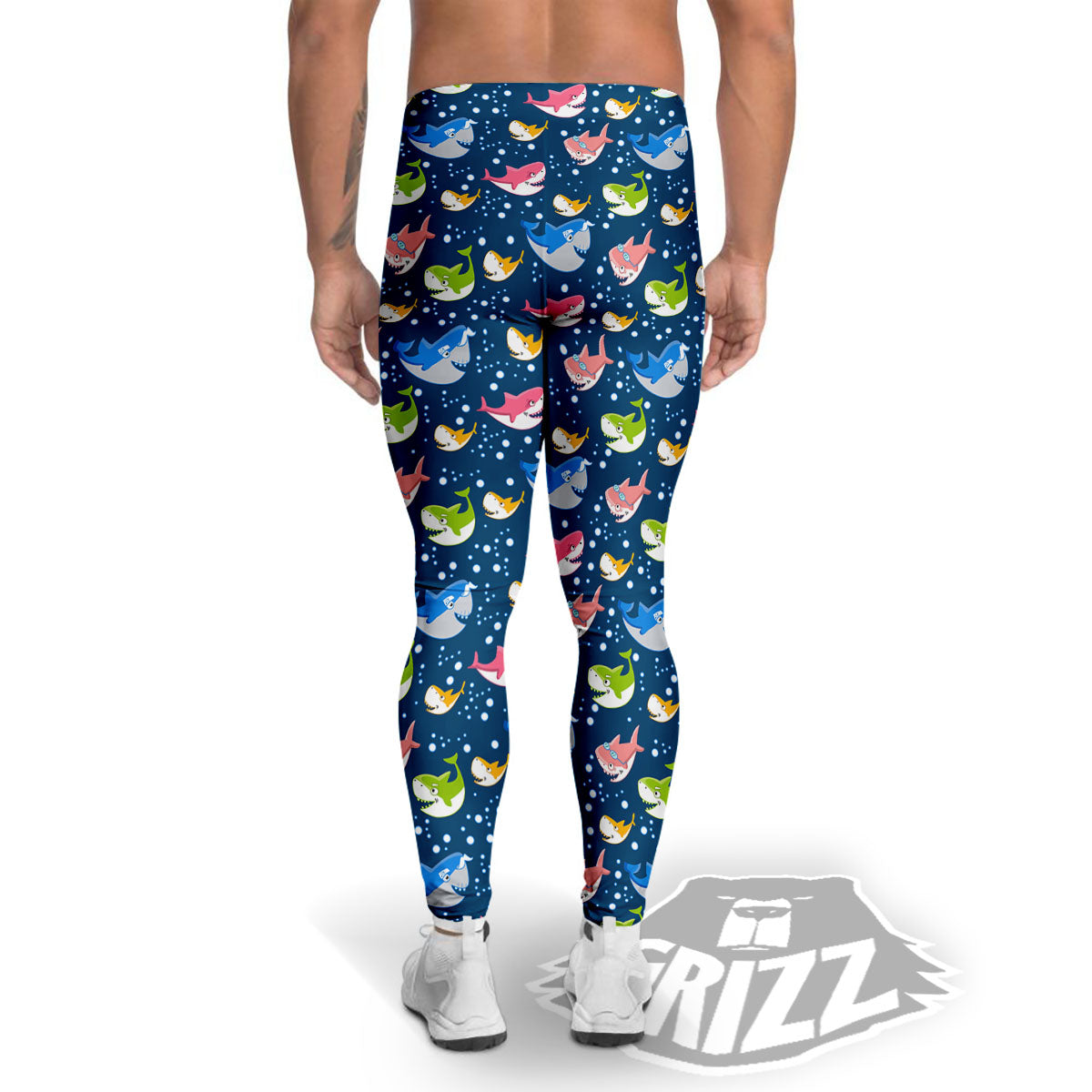 Baby Sharks Colorful Print Pattern Men's Leggings-grizzshop