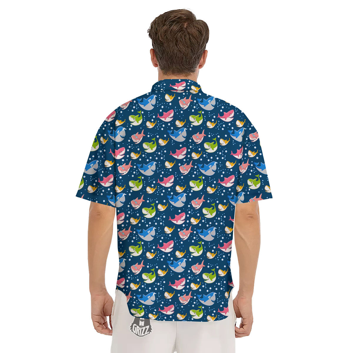 Baby Sharks Colorful Print Pattern Men's Short Sleeve Shirts-grizzshop