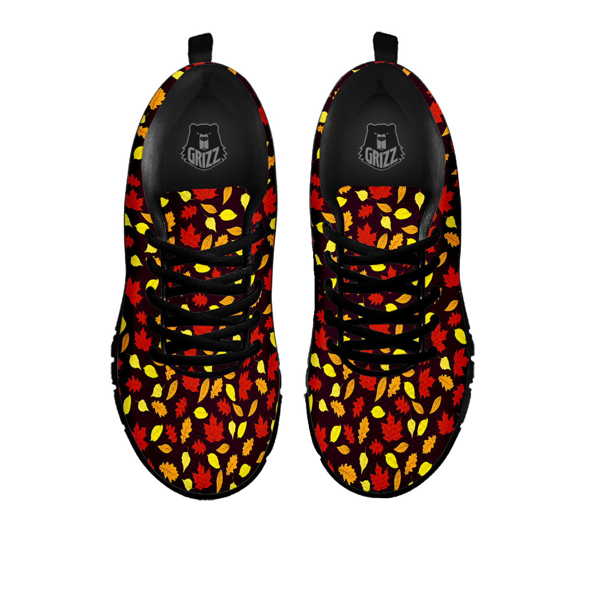 Back And Elm Maple Leave Print Pattern Black Sneaker-grizzshop