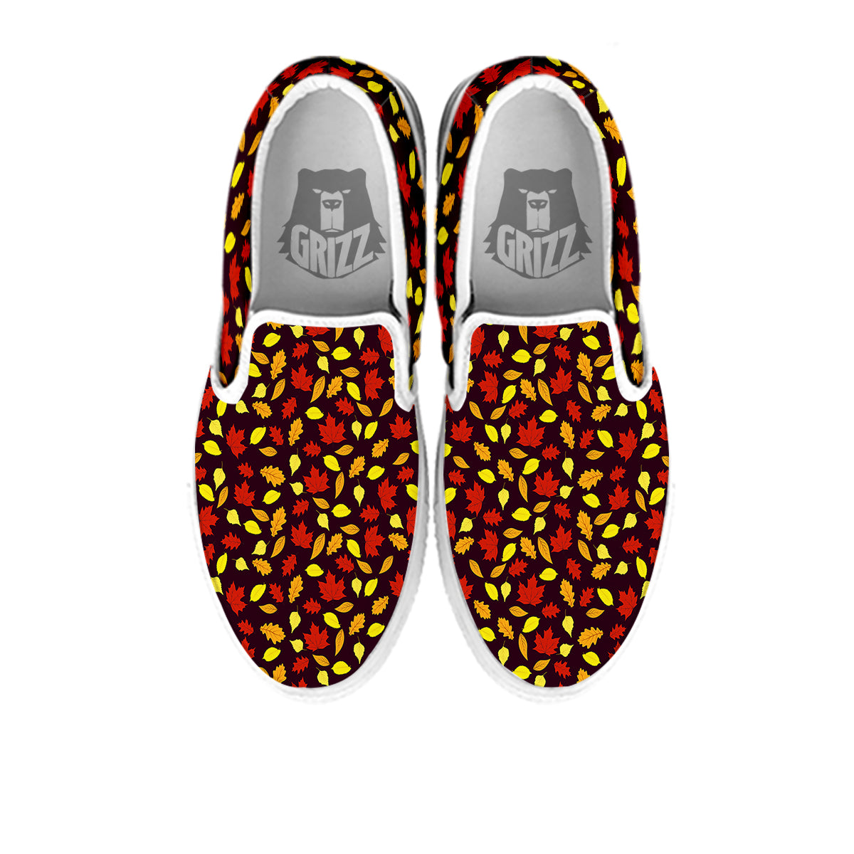 Back And Elm Maple Leave Print Pattern White Slip On Shoes-grizzshop