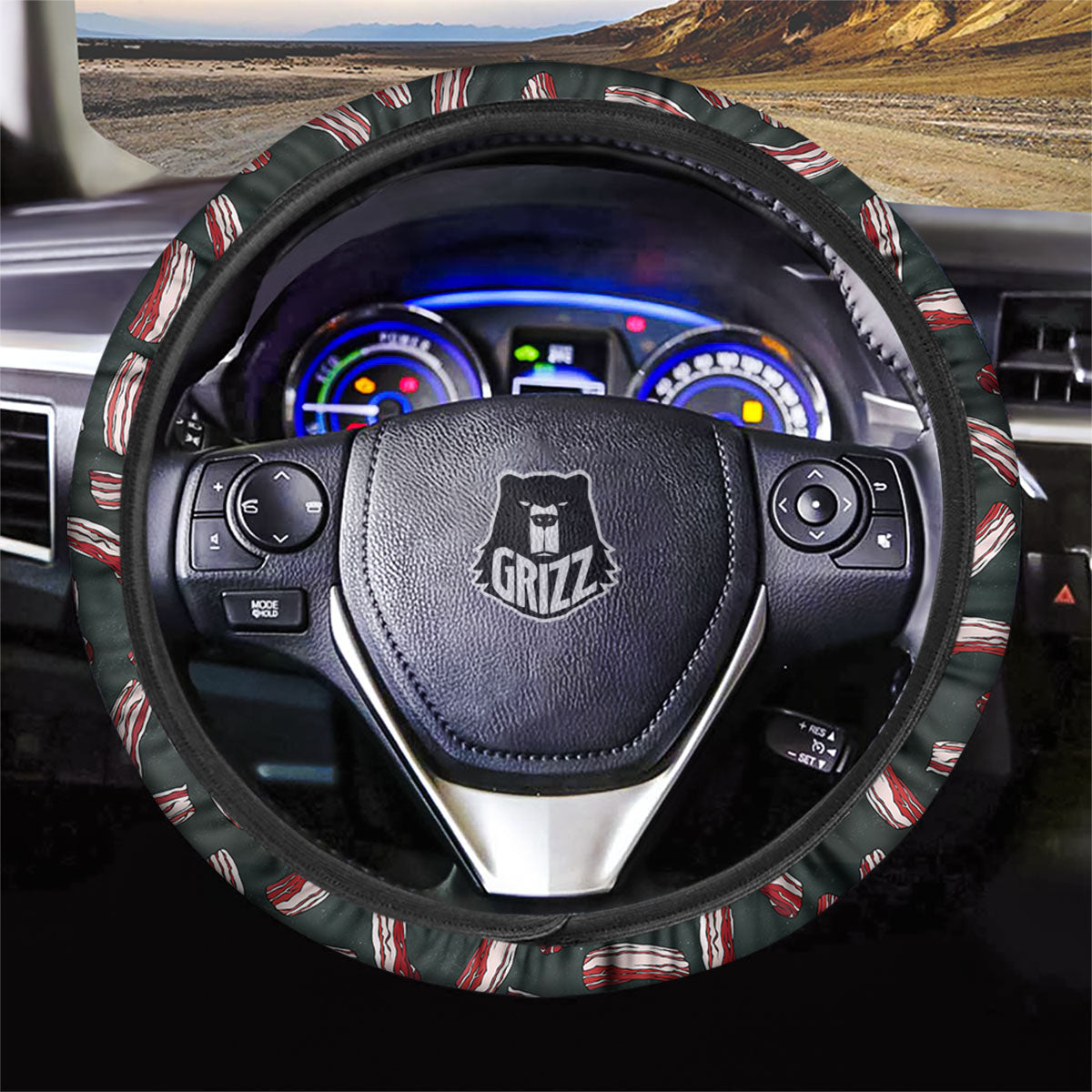 Bacon Black Print Pattern Car Steering Wheel Cover-grizzshop