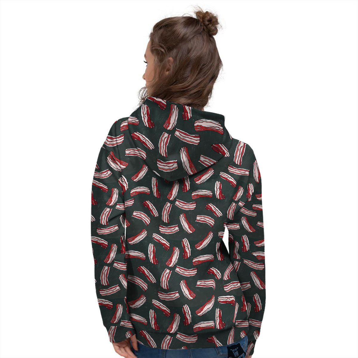 Bacon Black Print Pattern Women's Hoodie-grizzshop