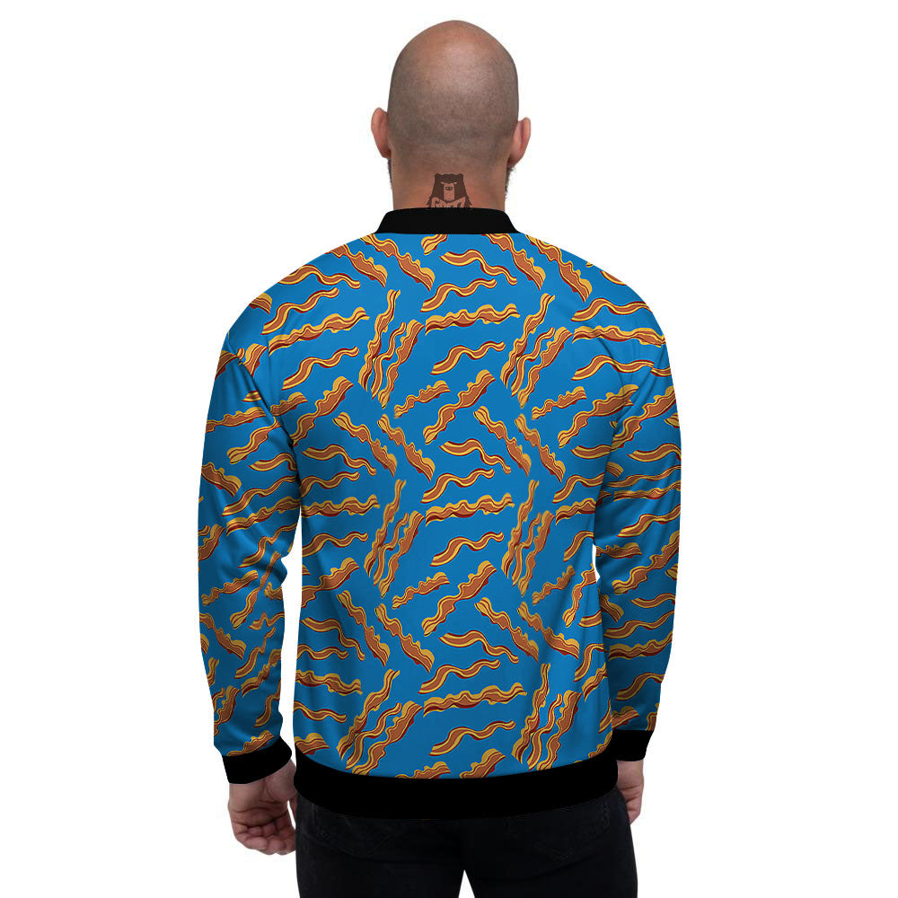 Bacon Blue Crispy Print Pattern Men's Bomber Jacket-grizzshop