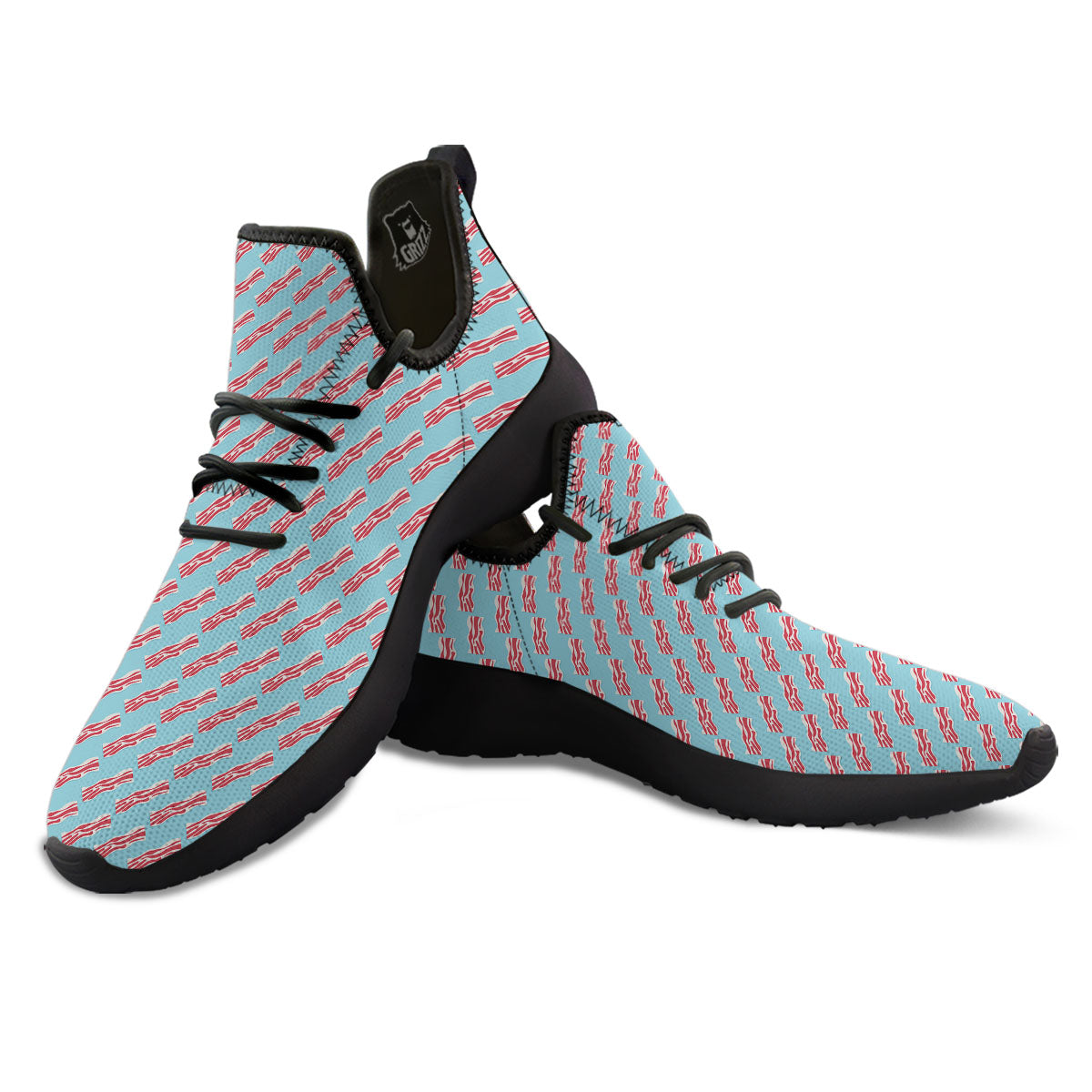 Bacon Blue Print Pattern Black Athletic Shoes-grizzshop