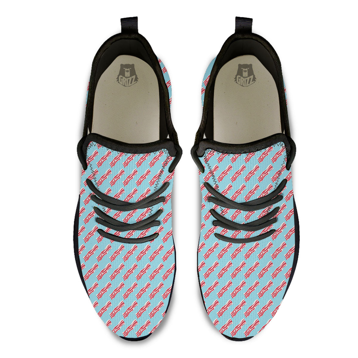 Bacon Blue Print Pattern Black Athletic Shoes-grizzshop