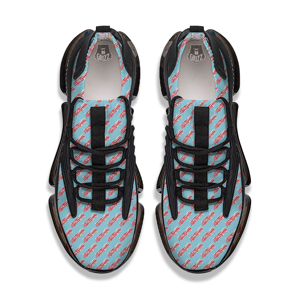 Bacon Blue Print Pattern Black Gym Shoes-grizzshop