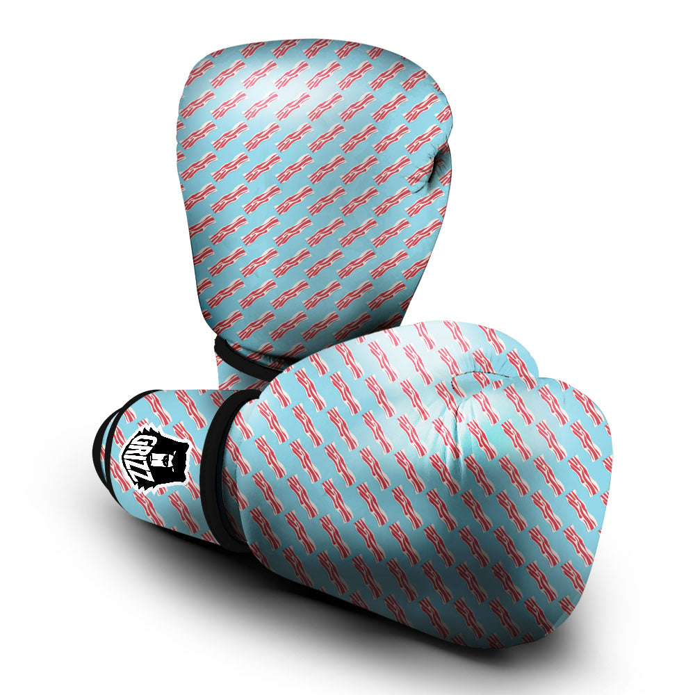 Bacon Blue Print Pattern Boxing Gloves-grizzshop
