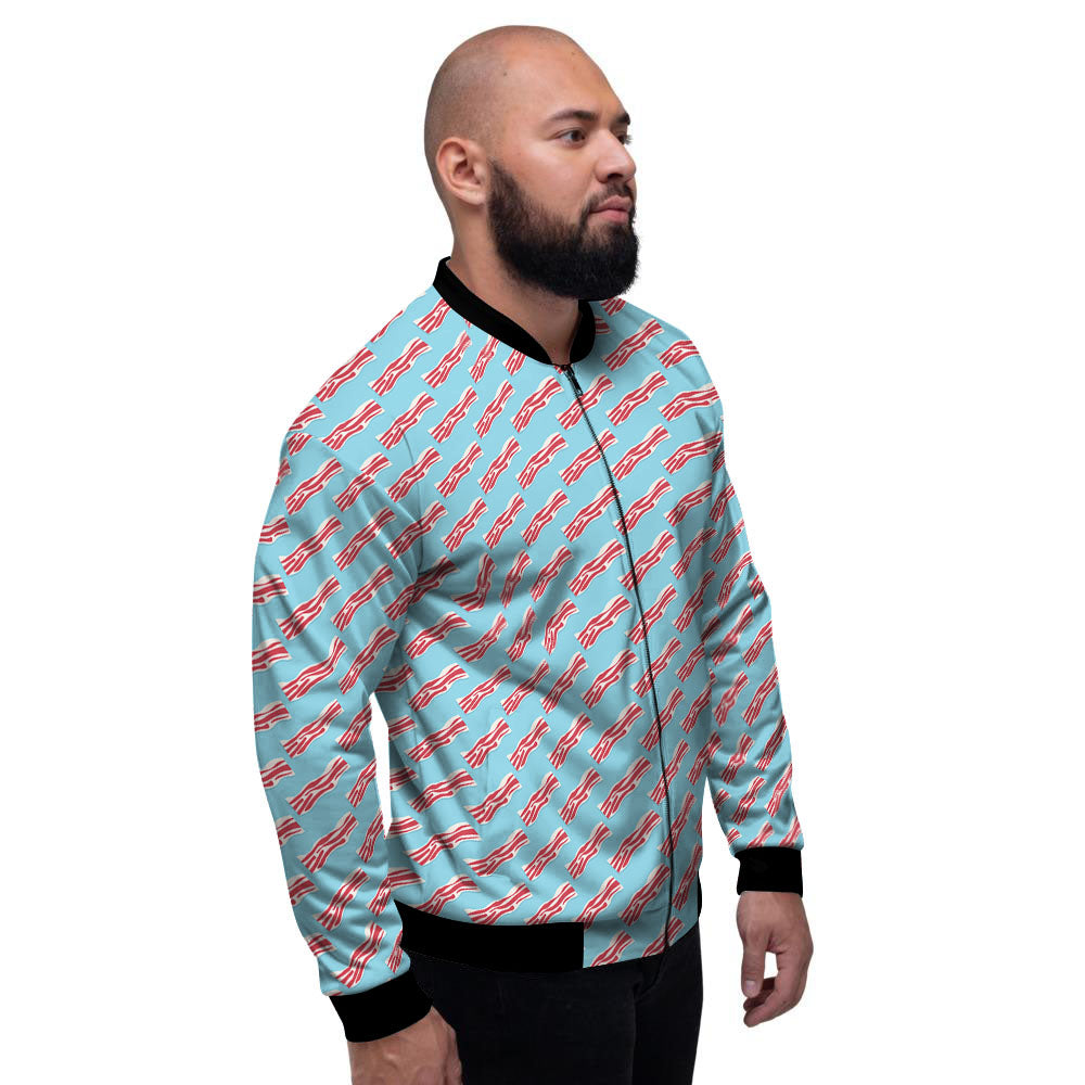 Bacon Blue Print Pattern Men's Bomber Jacket-grizzshop