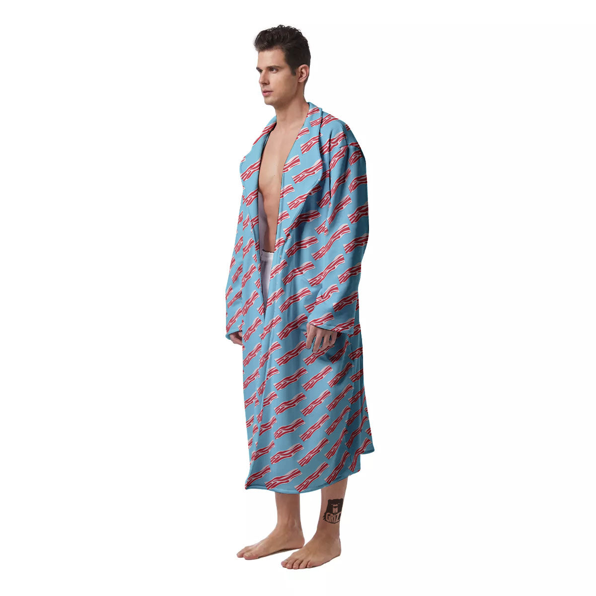Bacon Blue Print Pattern Men's Robe-grizzshop
