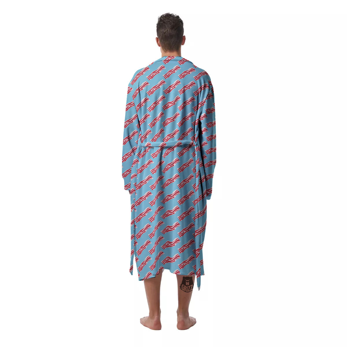 Bacon Blue Print Pattern Men's Robe-grizzshop