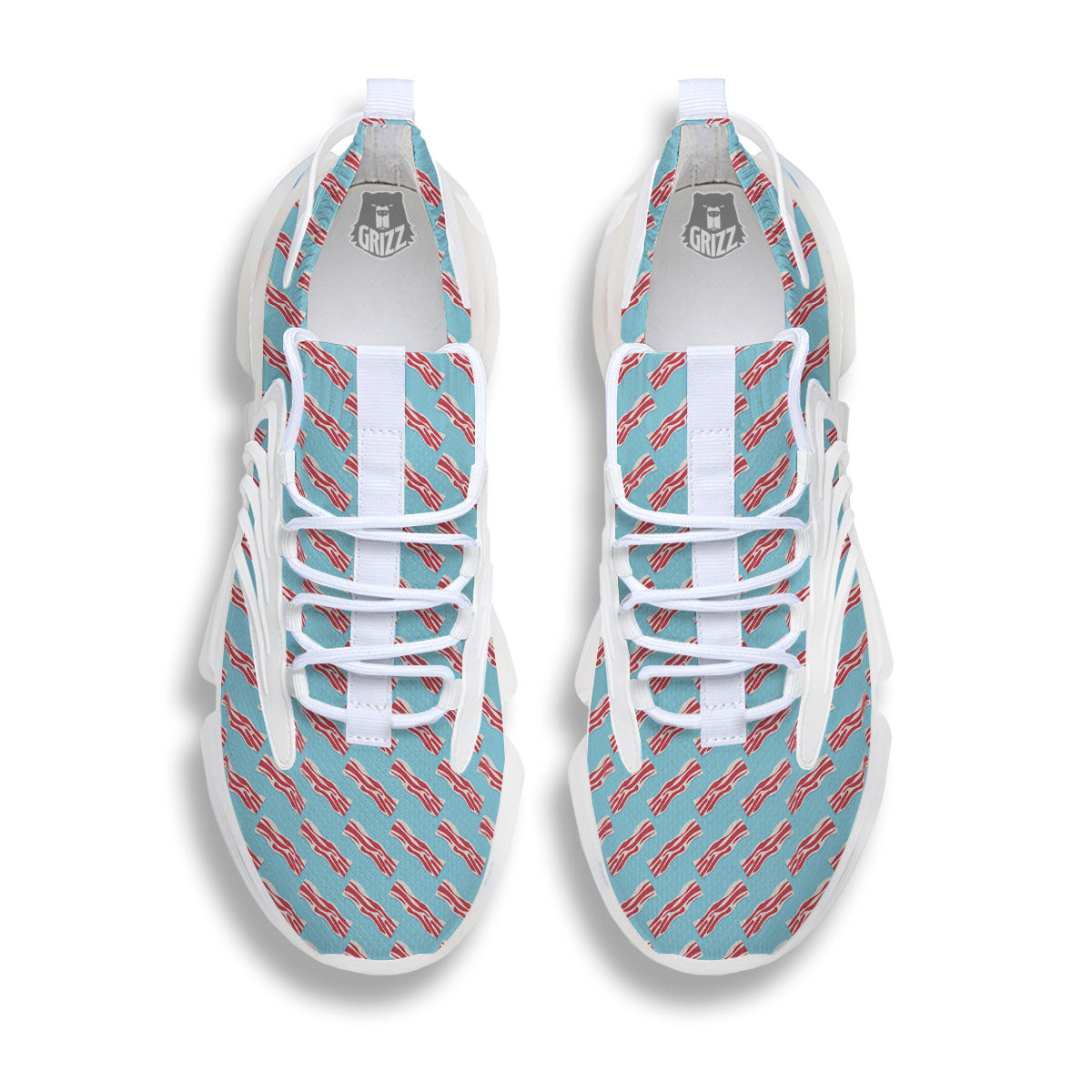 Bacon Blue Print Pattern White Gym Shoes-grizzshop