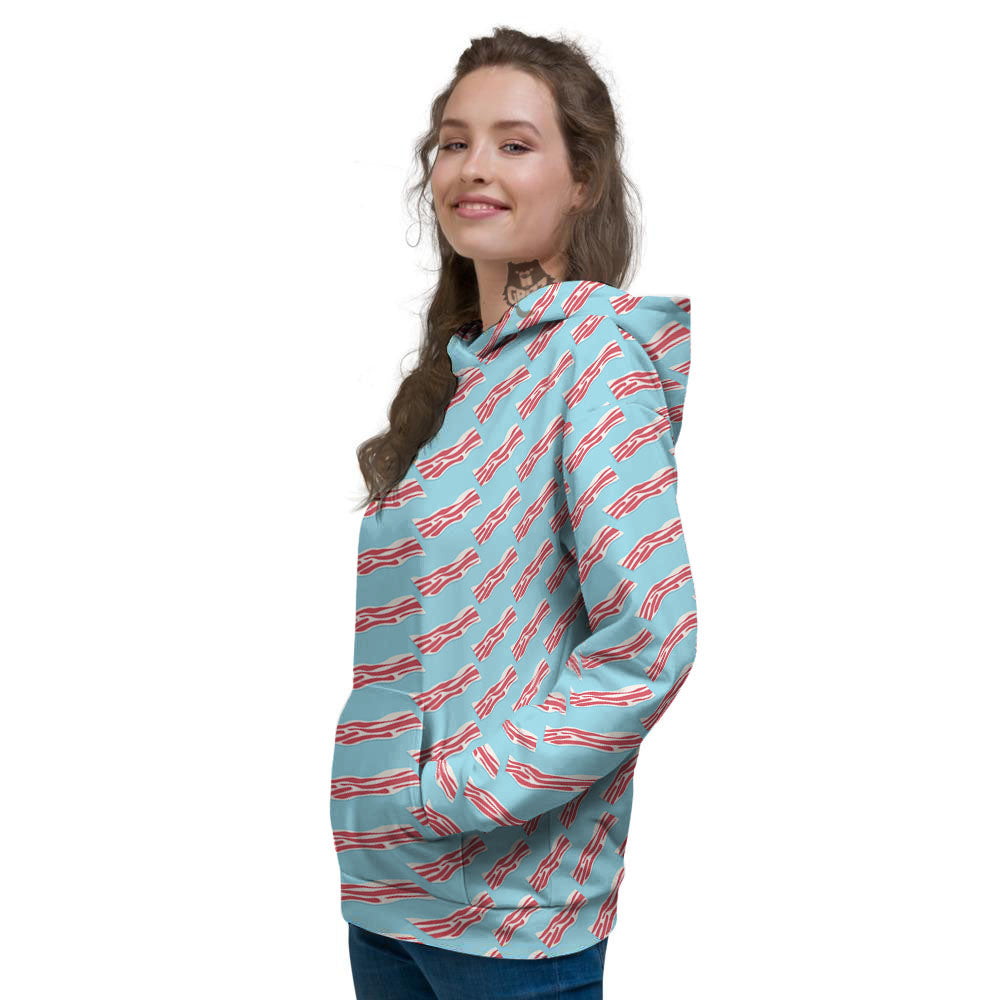 Bacon Blue Print Pattern Women's Hoodie-grizzshop